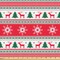 Ambesonne Christmas Fabric by The Yard, Traditional Reindeer Xmas Tree Snowflake Border Knitted Seem Pattern, Decorative Fabric for Upholstery and Home Accents, 3 Yards, Vermilion White